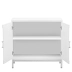Buffet 2 portes, Placage Bois & Pieds Métal, Bleu / Noir / Blanc