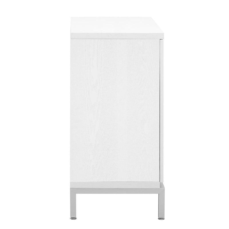 Buffet 2 portes, Placage Bois & Pieds Métal, Bleu / Noir / Blanc