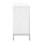 Buffet 2 portes, Placage Bois & Pieds Métal, Bleu / Noir / Blanc