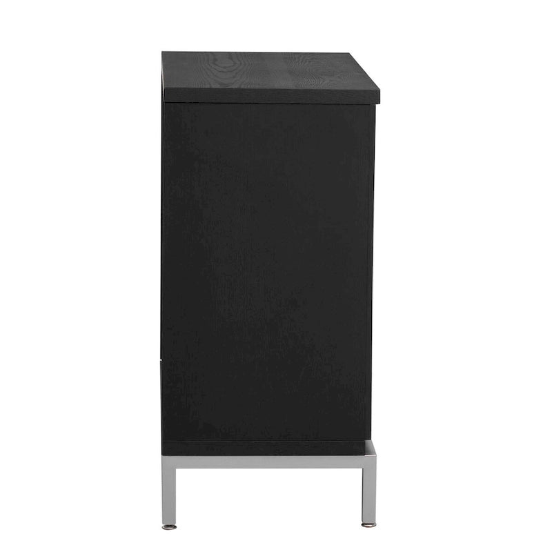 Buffet 2 portes, Placage Bois & Pieds Métal, Bleu / Noir / Blanc