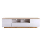 Meuble TV style moderne blanc/naturel pour téléviseurs jusqu'à 80 po