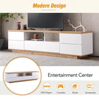Meuble TV style moderne blanc/naturel pour téléviseurs jusqu'à 80 po