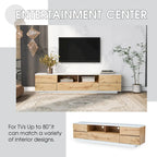 Meuble TV style moderne blanc/naturel pour téléviseurs jusqu'à 80 po