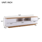 Meuble TV style moderne blanc/naturel pour téléviseurs jusqu'à 80 po