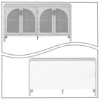 Buffet à 2 portes gris / blanc / noir avec façades en rotin, simple