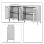 Buffet à 2 portes gris / blanc / noir avec façades en rotin, simple