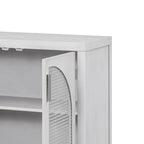 Buffet à 2 portes gris / blanc / noir avec façades en rotin, simple