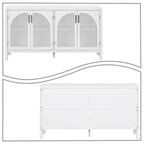 Buffet à 2 portes gris / blanc / noir avec façades en rotin, simple