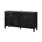 Buffet à 2 portes gris / blanc / noir avec façades en rotin, simple