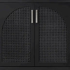 Buffet à 2 portes gris / blanc / noir avec façades en rotin, simple