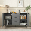 Buffet gris et bois naturel, 3 tiroirs et 2 portes, 1 place assise