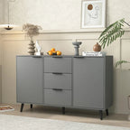 Buffet gris et bois naturel, 3 tiroirs et 2 portes, 1 place assise