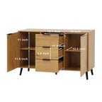 Buffet gris et bois naturel, 3 tiroirs et 2 portes, 1 place assise