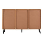 Buffet gris et bois naturel, 3 tiroirs et 2 portes, 1 place assise