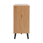 Buffet gris et bois naturel, 3 tiroirs et 2 portes, 1 place assise