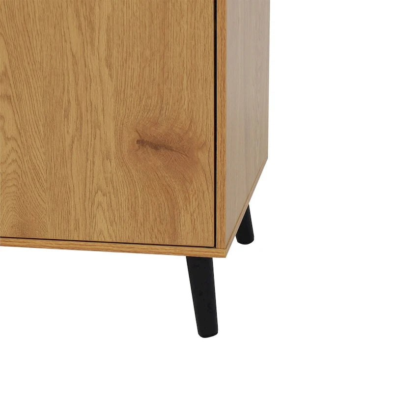 Buffet gris et bois naturel, 3 tiroirs et 2 portes, 1 place assise