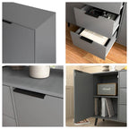 Buffet gris et bois naturel, 3 tiroirs et 2 portes, 1 place assise