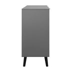 Buffet gris et bois naturel, 3 tiroirs et 2 portes, 1 place assise