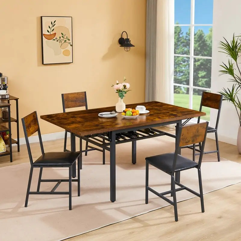 Table de salle à manger abattante gris/brun rustique, style industriel, 2 à 4 places