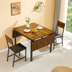Table de salle à manger abattante gris/brun rustique, style industriel, 2 à 4 places