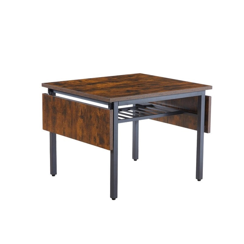 Table de salle à manger abattante gris/brun rustique, style industriel, 2 à 4 places
