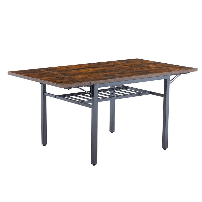 Table de salle à manger abattante gris/brun rustique, style industriel, 2 à 4 places