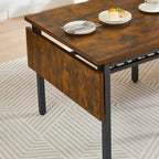 Table de salle à manger abattante gris/brun rustique, style industriel, 2 à 4 places