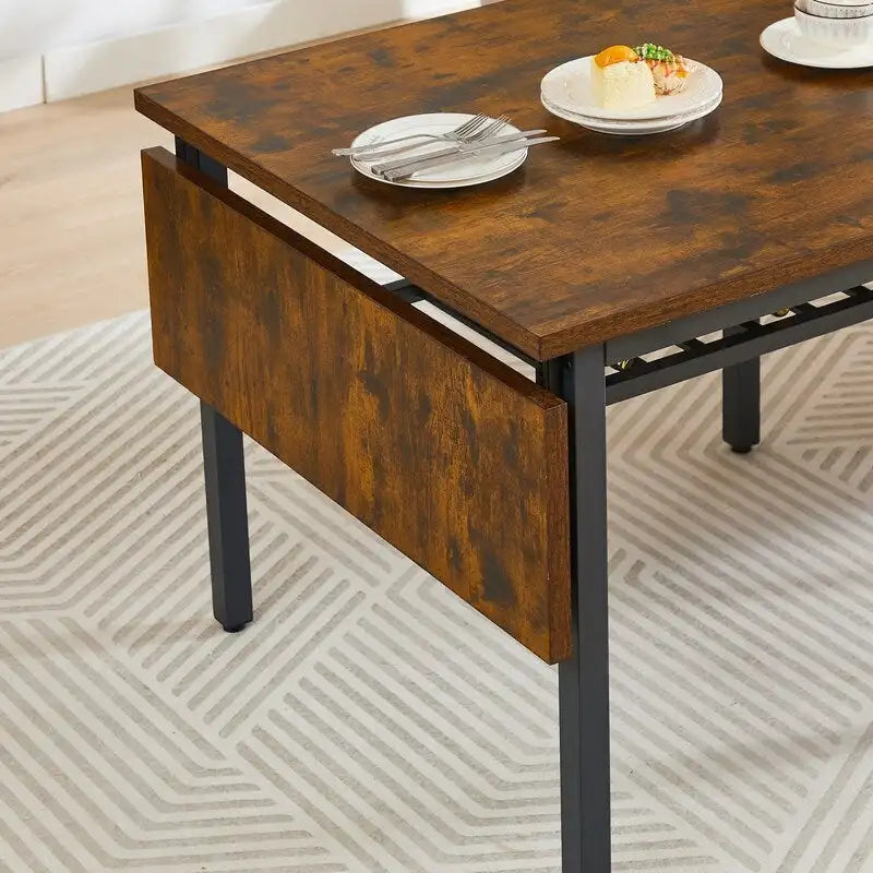 Table de salle à manger abattante gris/brun rustique, style industriel, 2 à 4 places