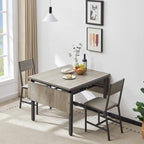Table de salle à manger abattante gris/brun rustique, style industriel, 2 à 4 places