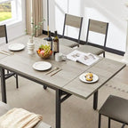 Table de salle à manger abattante gris/brun rustique, style industriel, 2 à 4 places