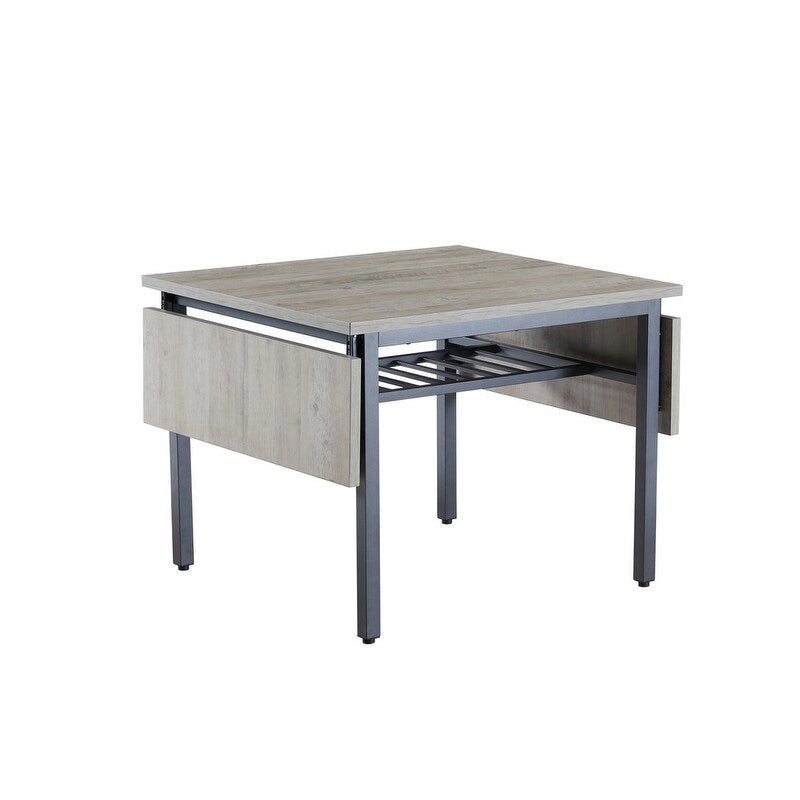 Table de salle à manger abattante gris/brun rustique, style industriel, 2 à 4 places