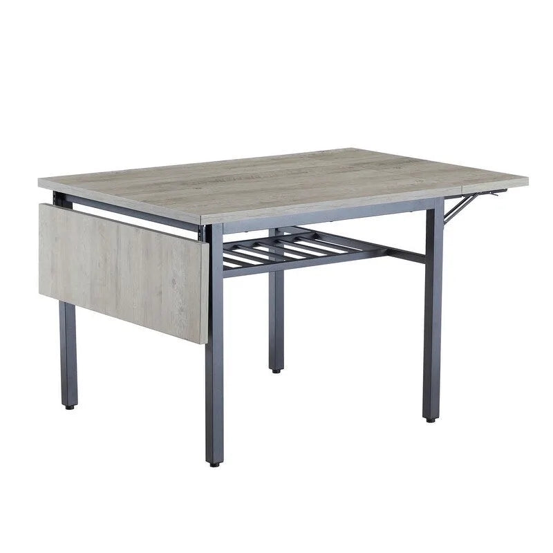 Table de salle à manger abattante gris/brun rustique, style industriel, 2 à 4 places