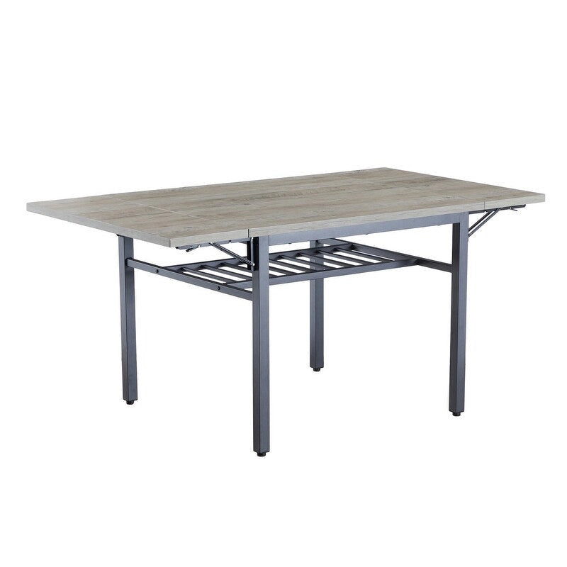 Table de salle à manger abattante gris/brun rustique, style industriel, 2 à 4 places