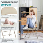 Chaise pliante rembourrée en similicuir PU kaki, structure en métal, lot de 2
