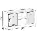 Banc de rangement gris avec 2 étagères, 2 paniers pliables et coussin, 1 personne