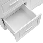 Meuble de rangement haut blanc/gris avec portes et 3 tiroirs, simple