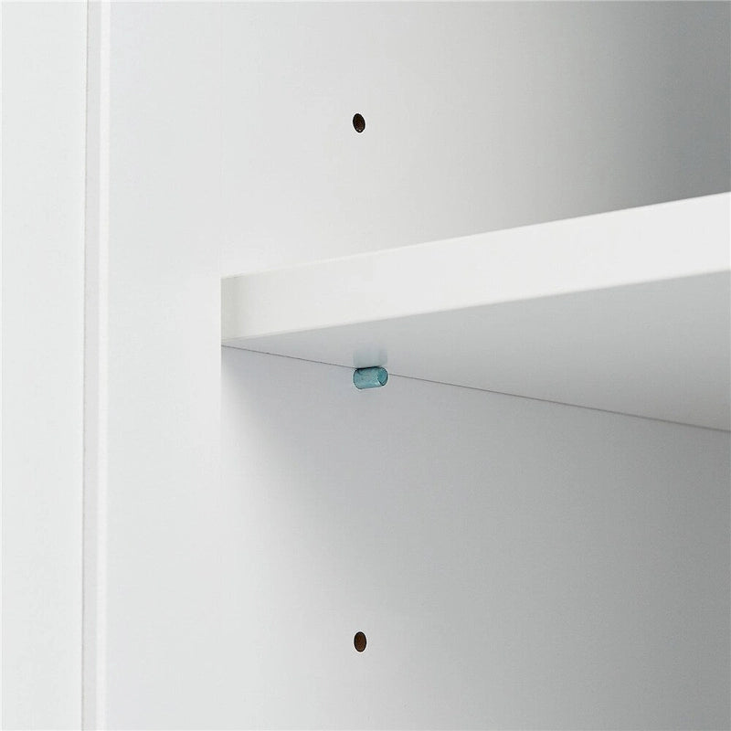 Meuble de rangement haut blanc/gris avec portes et 3 tiroirs, simple