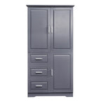Meuble de rangement haut blanc/gris avec portes et 3 tiroirs, simple