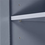 Meuble de rangement haut blanc/gris avec portes et 3 tiroirs, simple
