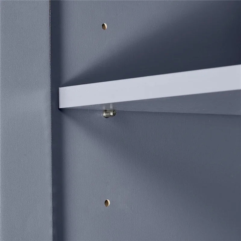 Meuble de rangement haut blanc/gris avec portes et 3 tiroirs, simple