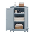 Meuble d'angle de rangement triangulaire Bleu / Blanc / Gris / Marron avec étagères réglables, MDF, assemblage par 1 personne