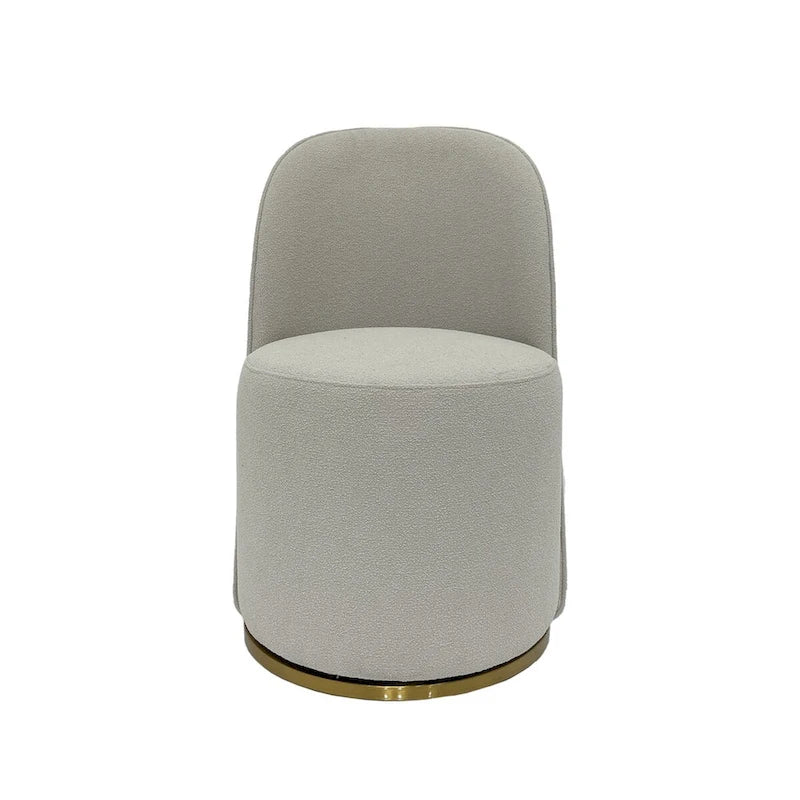 Chaise de salle à manger pivotante en bouclette crème, lot de 2