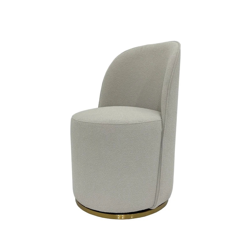 Chaise de salle à manger pivotante en bouclette crème, lot de 2