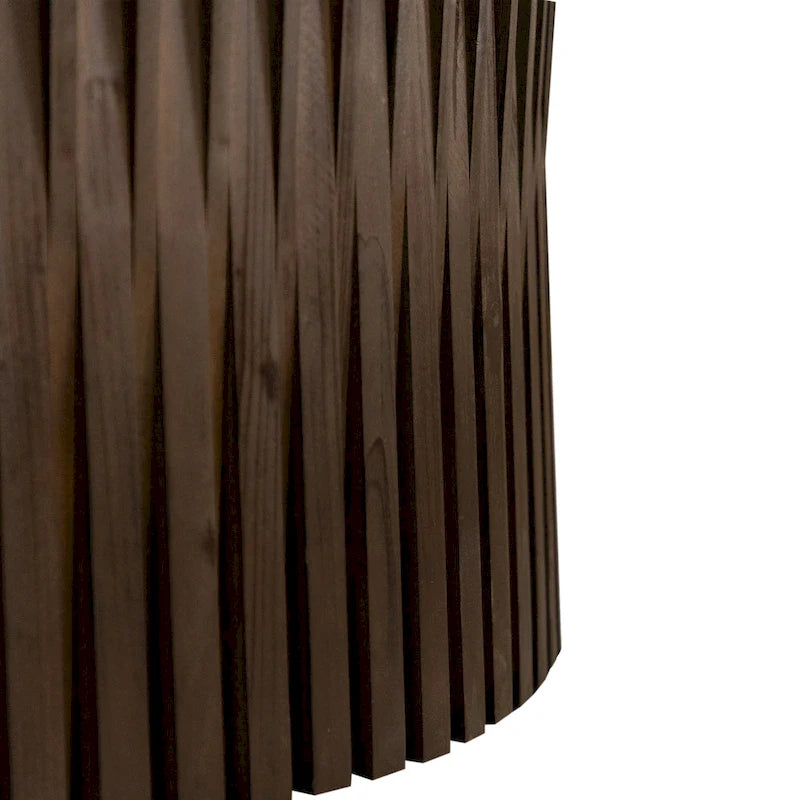 Table basse en bois gaufré vintage marron foncé/naturel, lot de 2