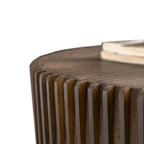 Table basse en bois gaufré vintage marron foncé/naturel, lot de 2