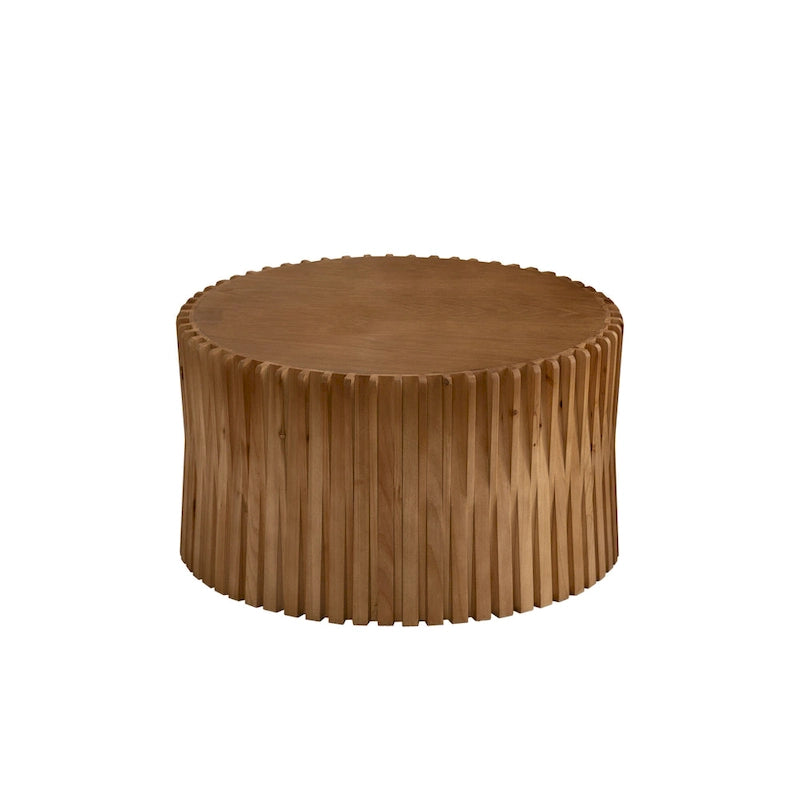 Table basse en bois gaufré vintage marron foncé/naturel, lot de 2