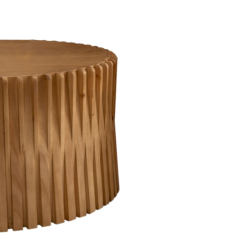 Table basse en bois gaufré vintage marron foncé/naturel, lot de 2