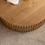 Table basse en bois gaufré vintage marron foncé/naturel, lot de 2