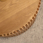 Table basse en bois gaufré vintage marron foncé/naturel, lot de 2