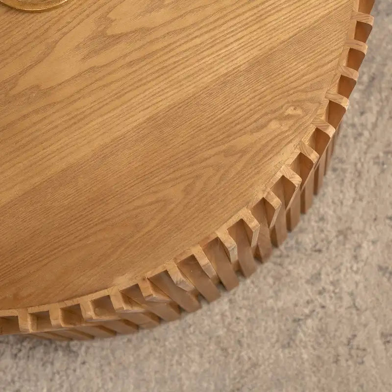 Table basse en bois gaufré vintage marron foncé/naturel, lot de 2